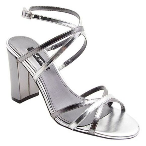 NINE WEST Obvi Ankle Strap Dress Silver Sandals SIZE 6,5 NEW WITH BOX - Picture 3 of 7